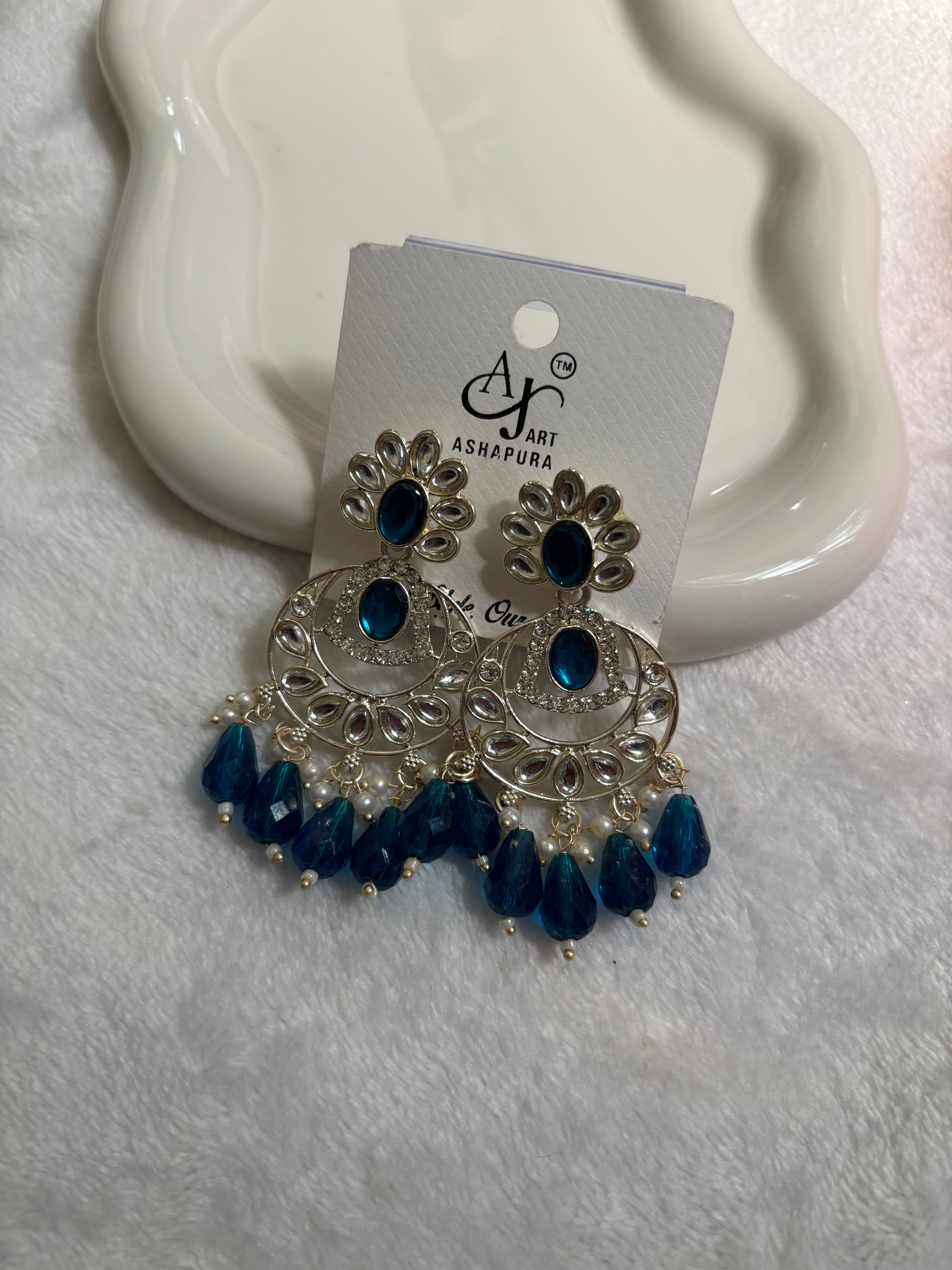 Red, Green, Blue, and Colorful Aarti Chandbali Earrings/ Traditional Gold Jhumka Style