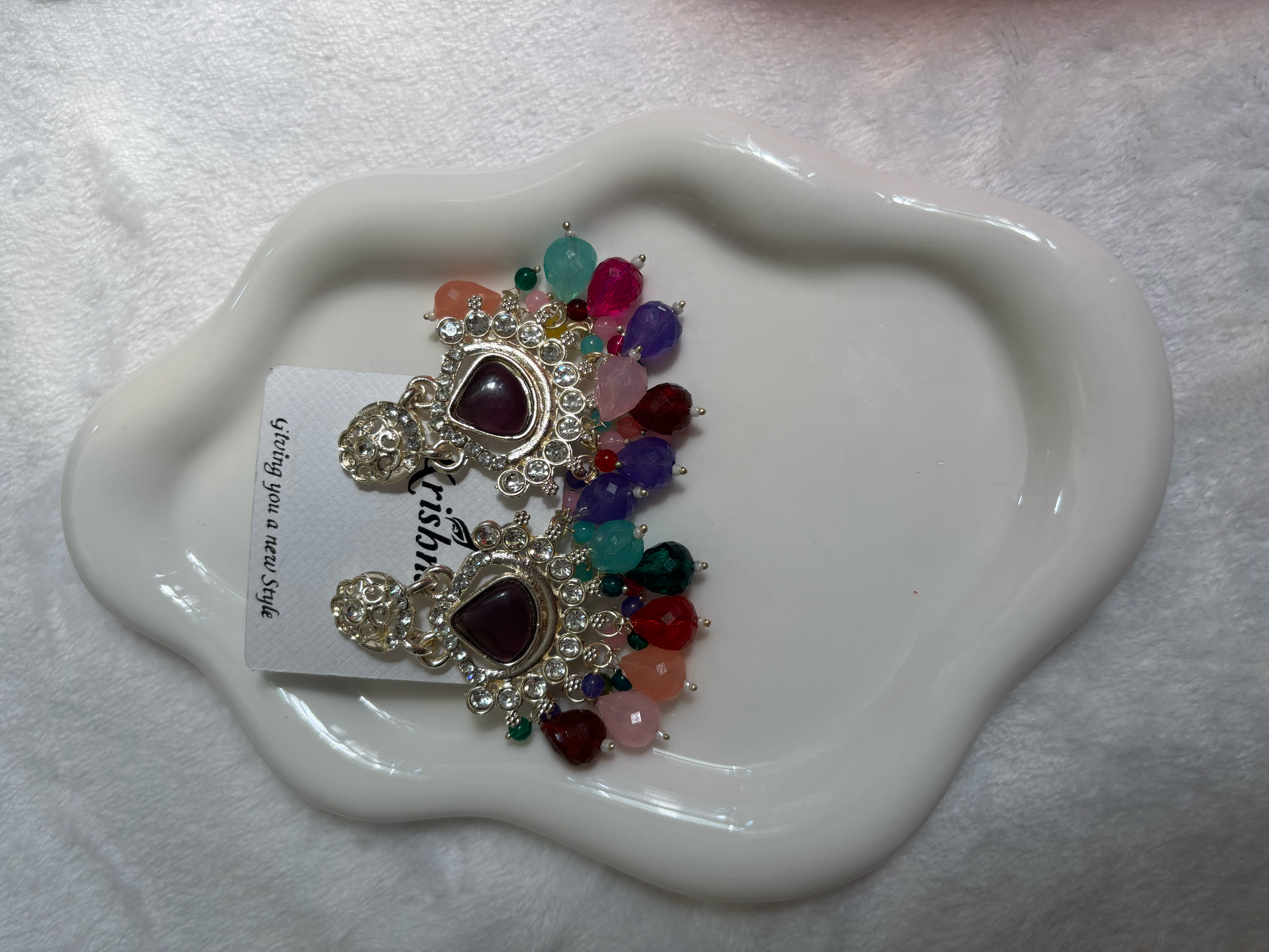 Red, Green, Blue, and Colorful Aarti Chandbali Earrings/ Traditional Gold Jhumka Style