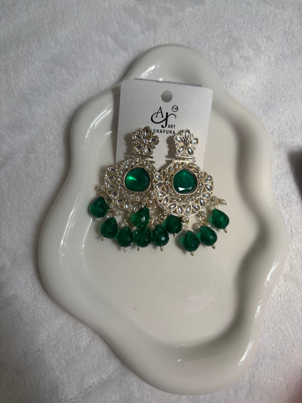 Red, Green, Blue, and Colorful Aarti Chandbali Earrings/ Traditional Gold Jhumka Style