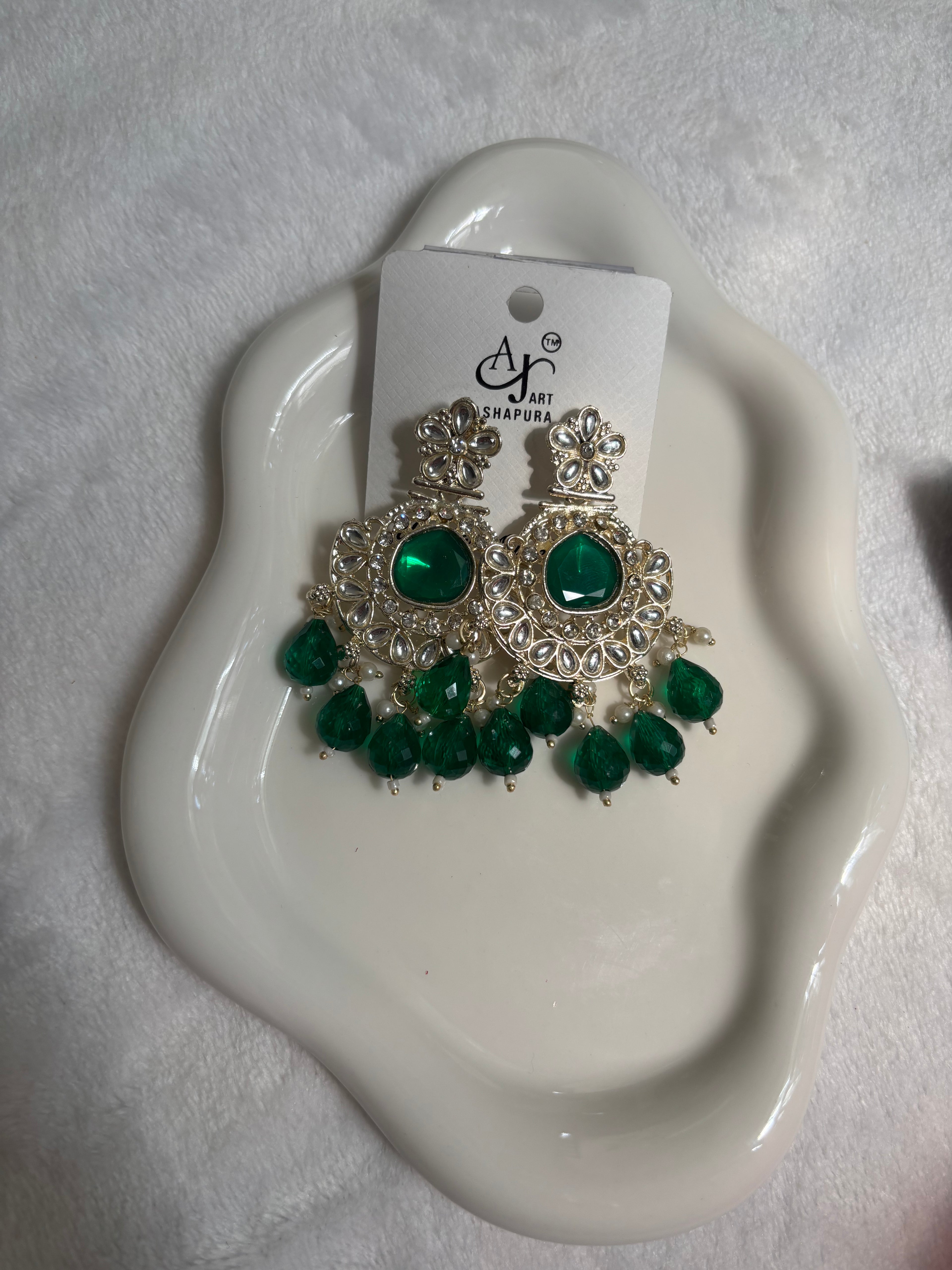 Red, Green, Blue, and Colorful Aarti Chandbali Earrings/ Traditional Gold Jhumka Style