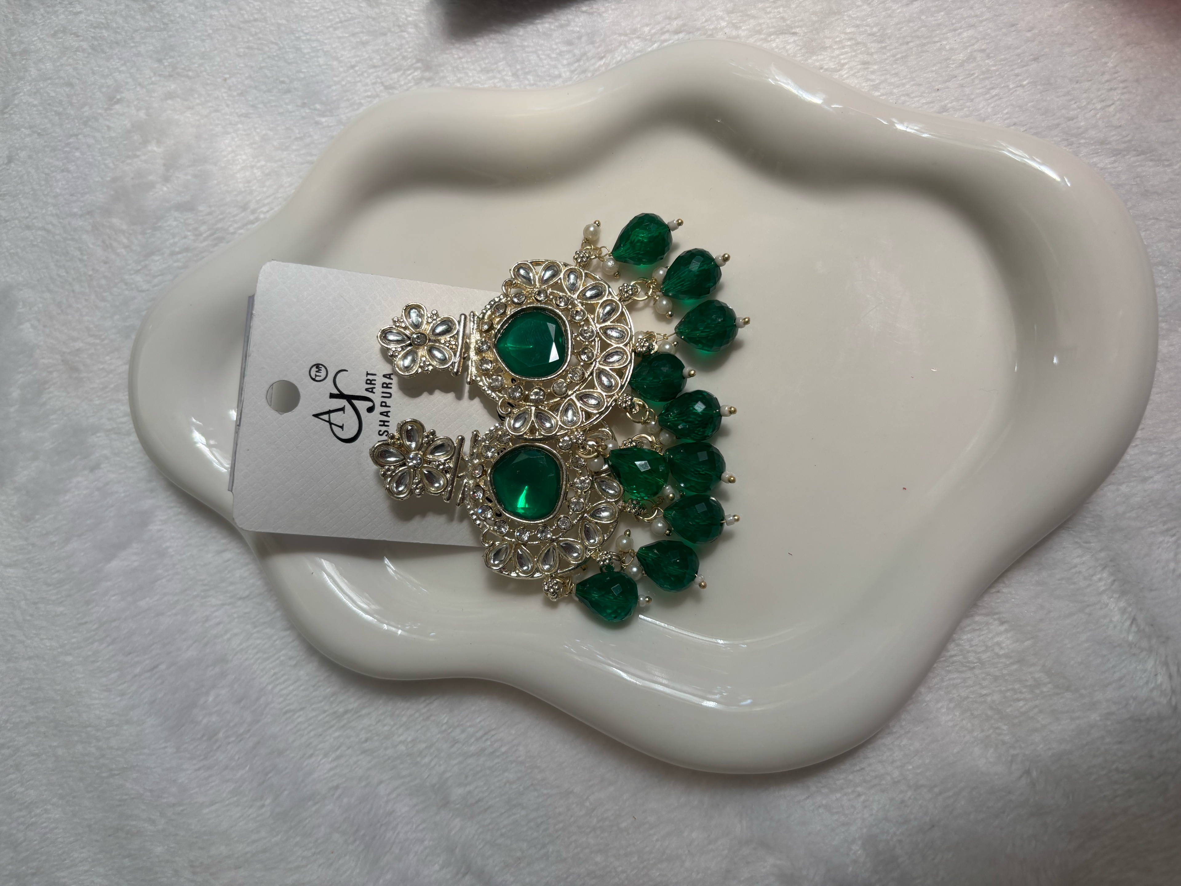 Red, Green, Blue, and Colorful Aarti Chandbali Earrings/ Traditional Gold Jhumka Style