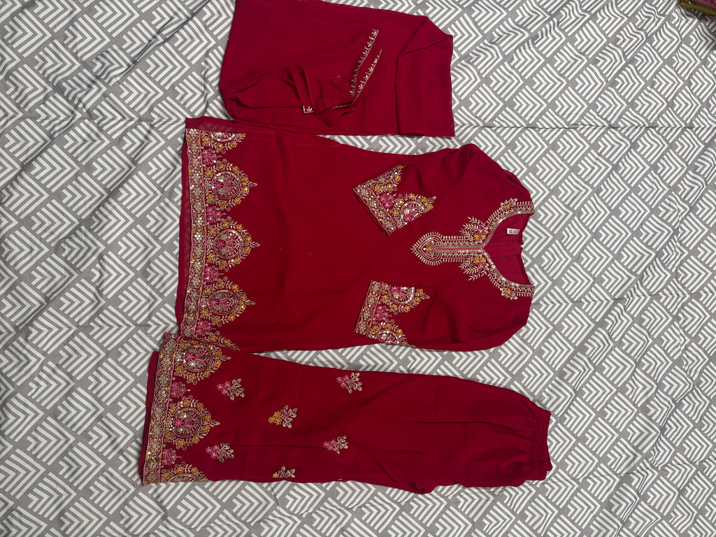 Girls Plazzo Set with embroidary and stone worked