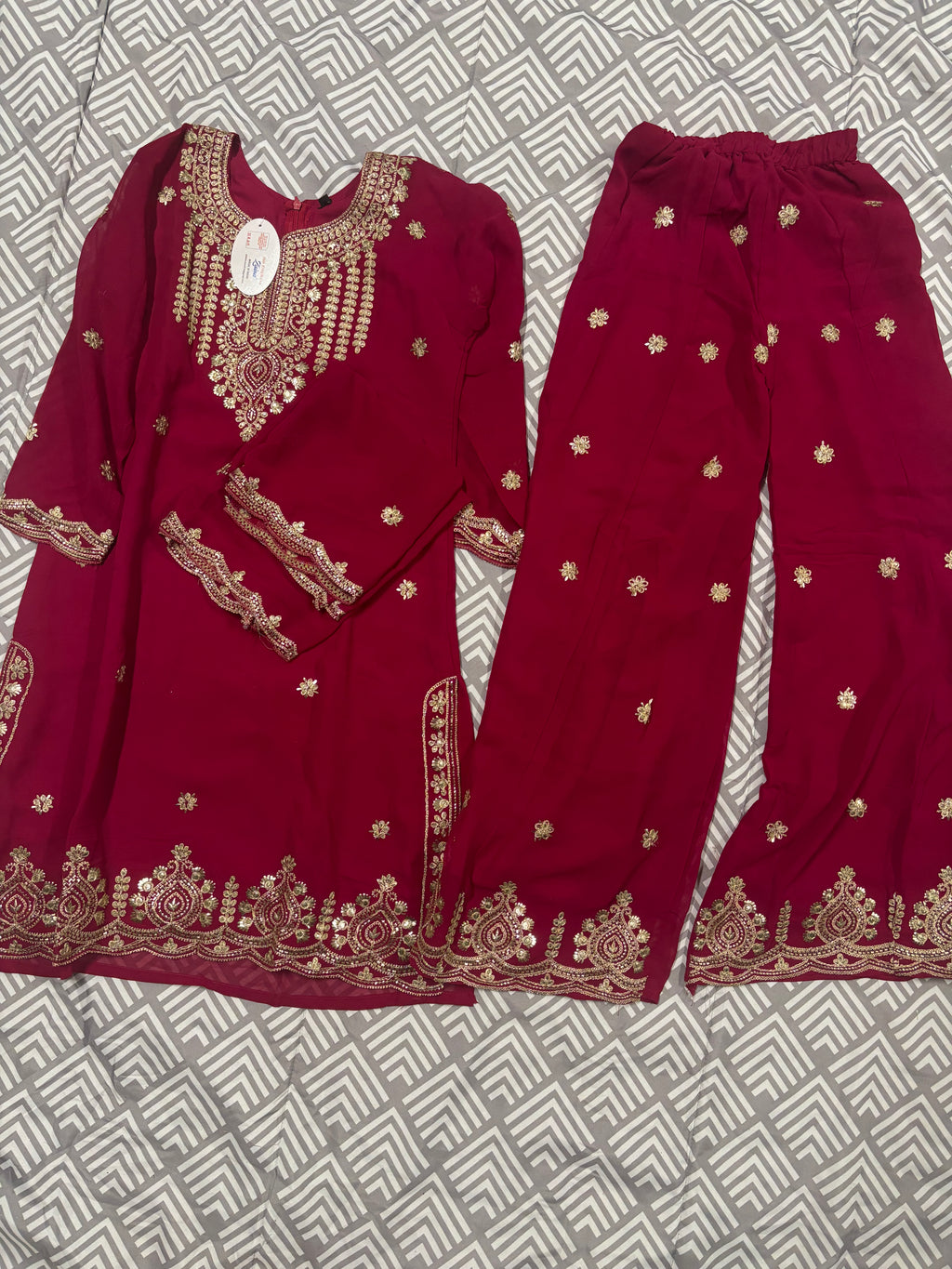 Girls Plazzo Set with embroidary and stone worked