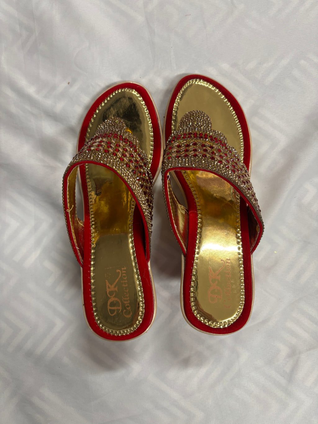 Womens Red Velvette Bridal Shoes with Stone and Embroidary work