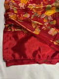 Floral Red Saree With Falls and Piko Done
