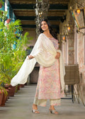 Mirror Worked Pure Soft Cotton Kurtha Set with Rope Designed on Shoulder.