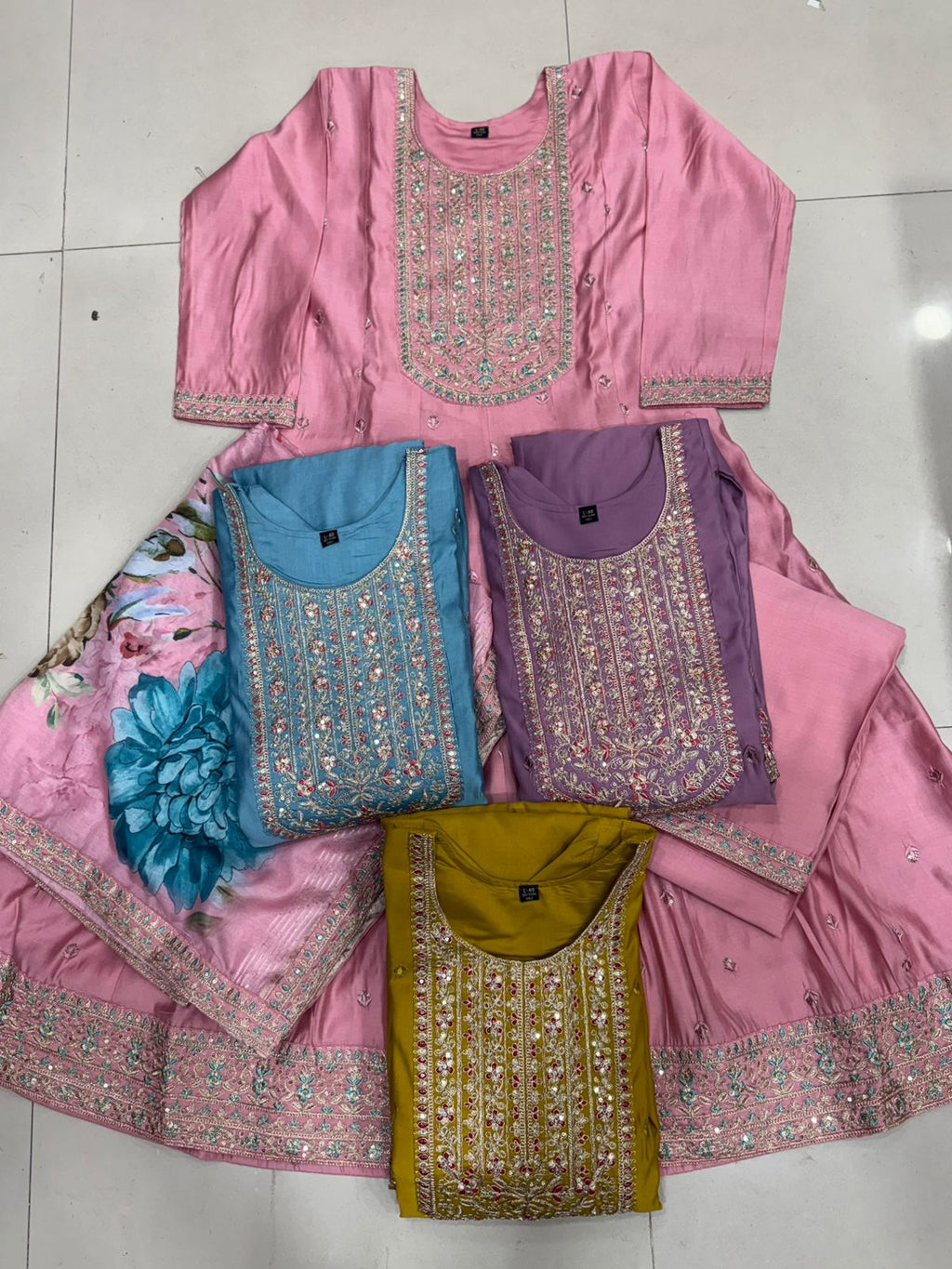 Umbrella Kurtha salwar Set with Floral Dupatta