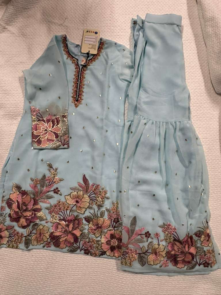 Girls Plazzo Set with embroidary and stone worked