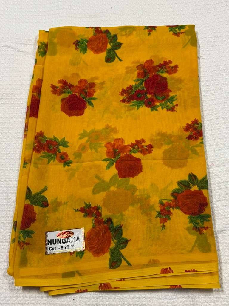Georgette Saree with  Rose Floral Pattern/ Ready to wear/ Falls Piko Done