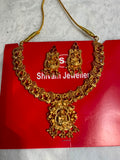 Adjustable Brass Gold plated Laxmi Design  Temple set Neckalace