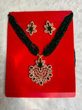 Necklace with American Diamond Peacock Motif Pendant Sets.