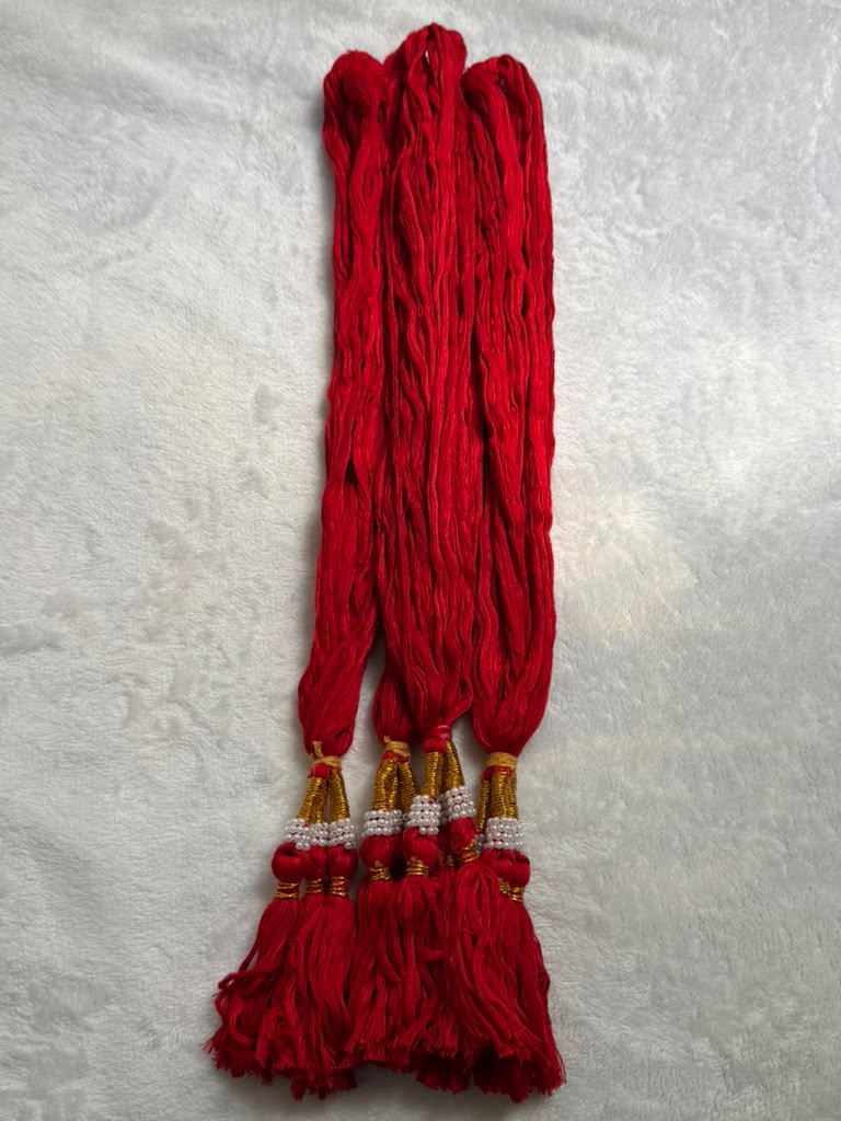 Traditional Nepali Lacha Dori Girls Hair Piece/ Decorated Glass Bead Headpiece With Pearls, Beads, Gold Accents, Dazzling Beadwork