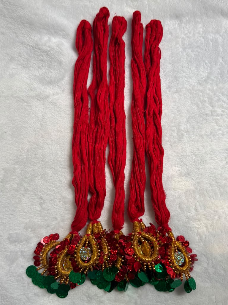 Traditional Nepali Lacha Dori Girls Hair Piece/ Decorated Glass Bead Headpiece With Pearls, Beads, Gold Accents, Dazzling Beadwork