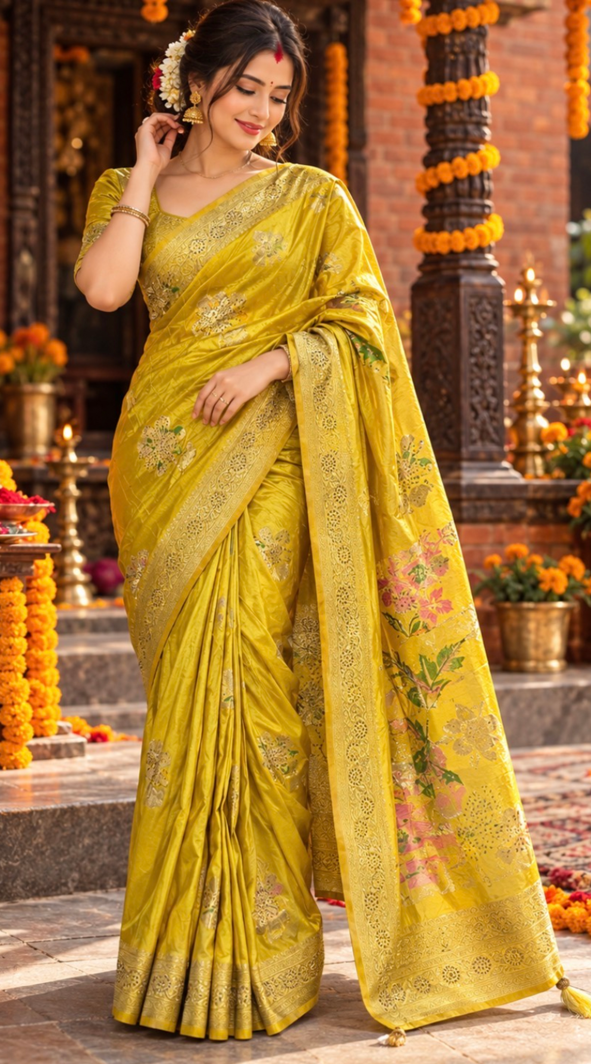 Authentic Banarasi Patrila Seroski Worked Saree With Fully Stiched Blouse