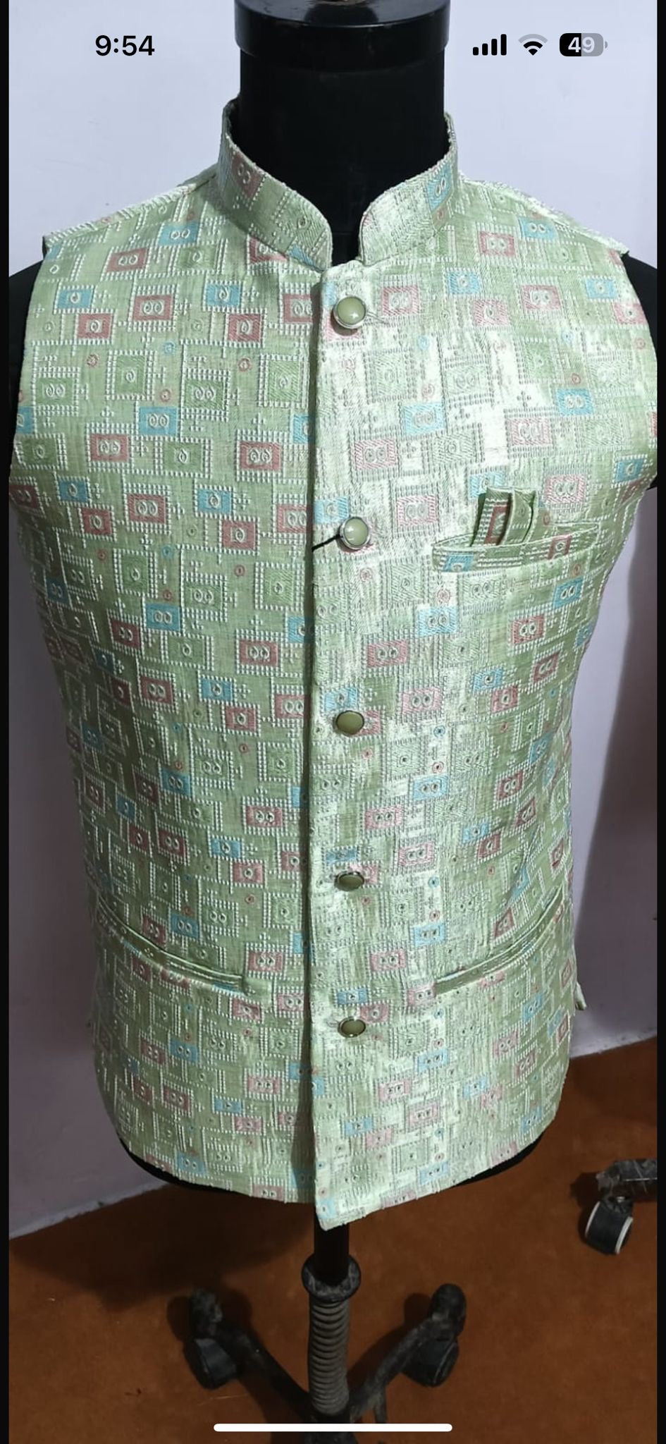 Designer Woven Modi Nehru Jacket for Men in Silk