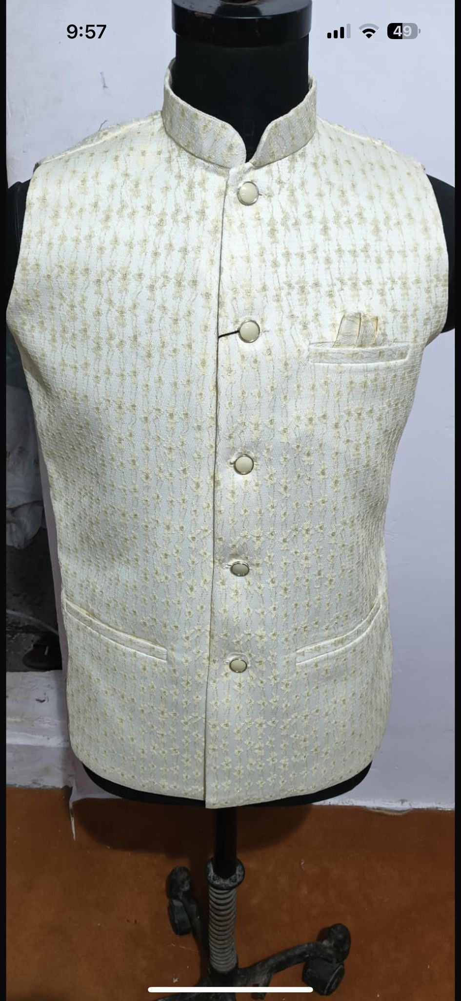 Designer Woven Modi Nehru Jacket for Men in Silk