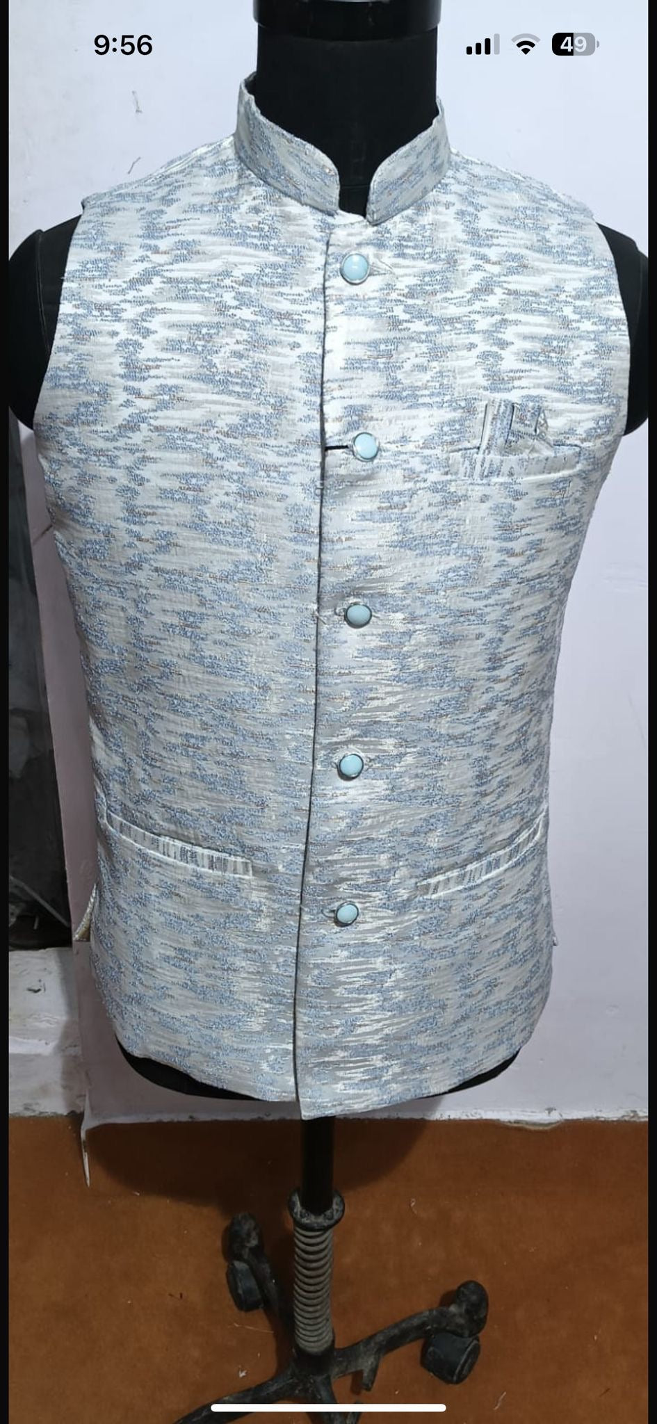 Designer Woven Modi Nehru Jacket for Men in Silk