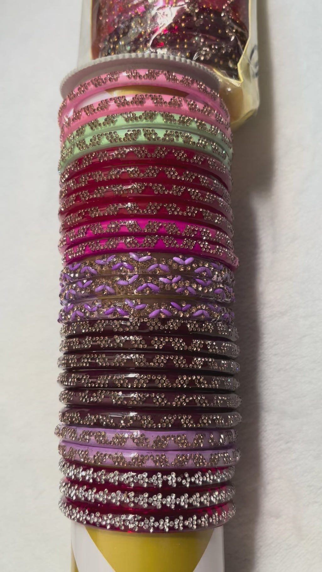 Four Pieces Bangles with Colorful Stone Worked