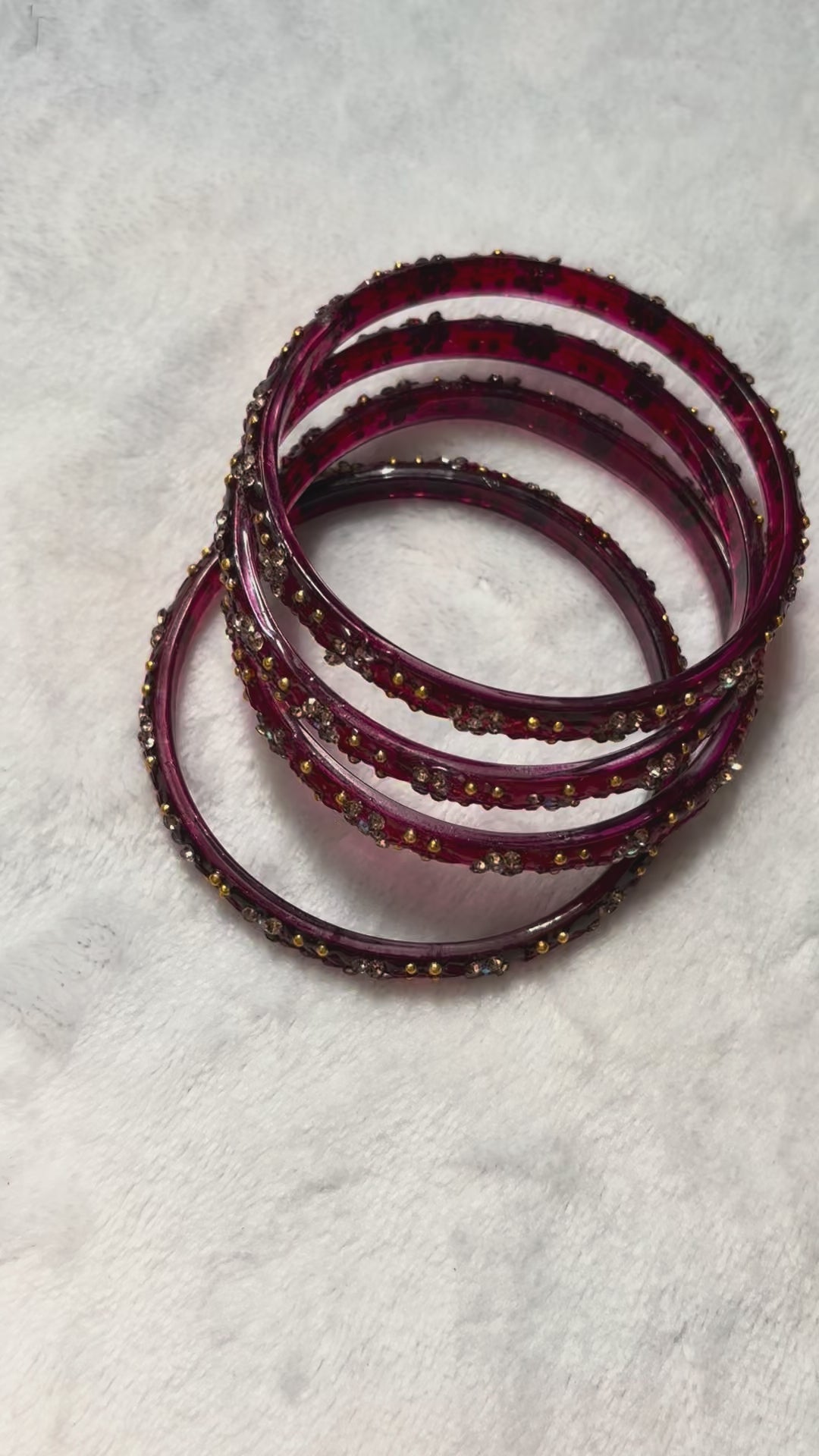 Four Pieces Bangles with Colorful Stone Worked