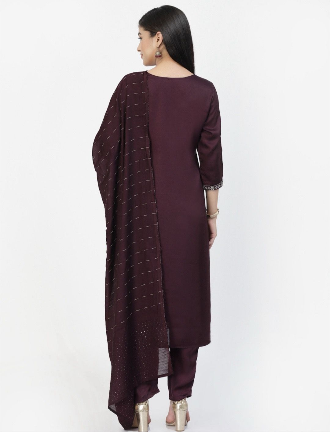 Embroidary silk kurtha set with inner linen